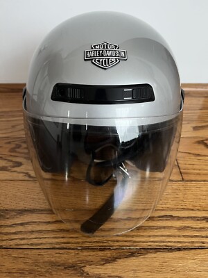 Harley Davidson Jet Silver/Black Helmet With Face Shield Sz XS