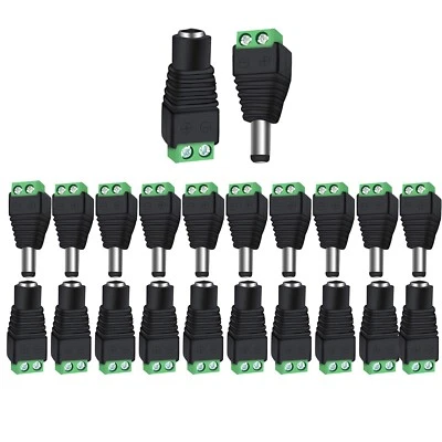 PLATINUMONLINE-UK 10 Pairs Male & Female 2.1 x 5.5mm DC Power Jack Plug Adapter Connector for CCTV