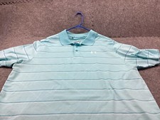 Under Armour Polo Shirt Mens 2XL Blue Loose HeatGear Golf