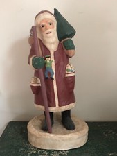 Large 22" Tall Vintage Paper Mache Santa Figurine Holiday Decor Christmas Statue