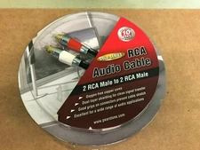 Pearstone 2 RCA Male to 2 RCA Male Audio Cable (10') GOLD SERIES