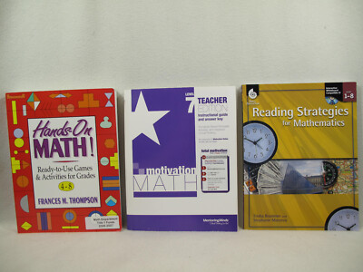 Lot of 3 Teaching Books~Motivation Math Level 7~Hands On Math~Reading Strategies