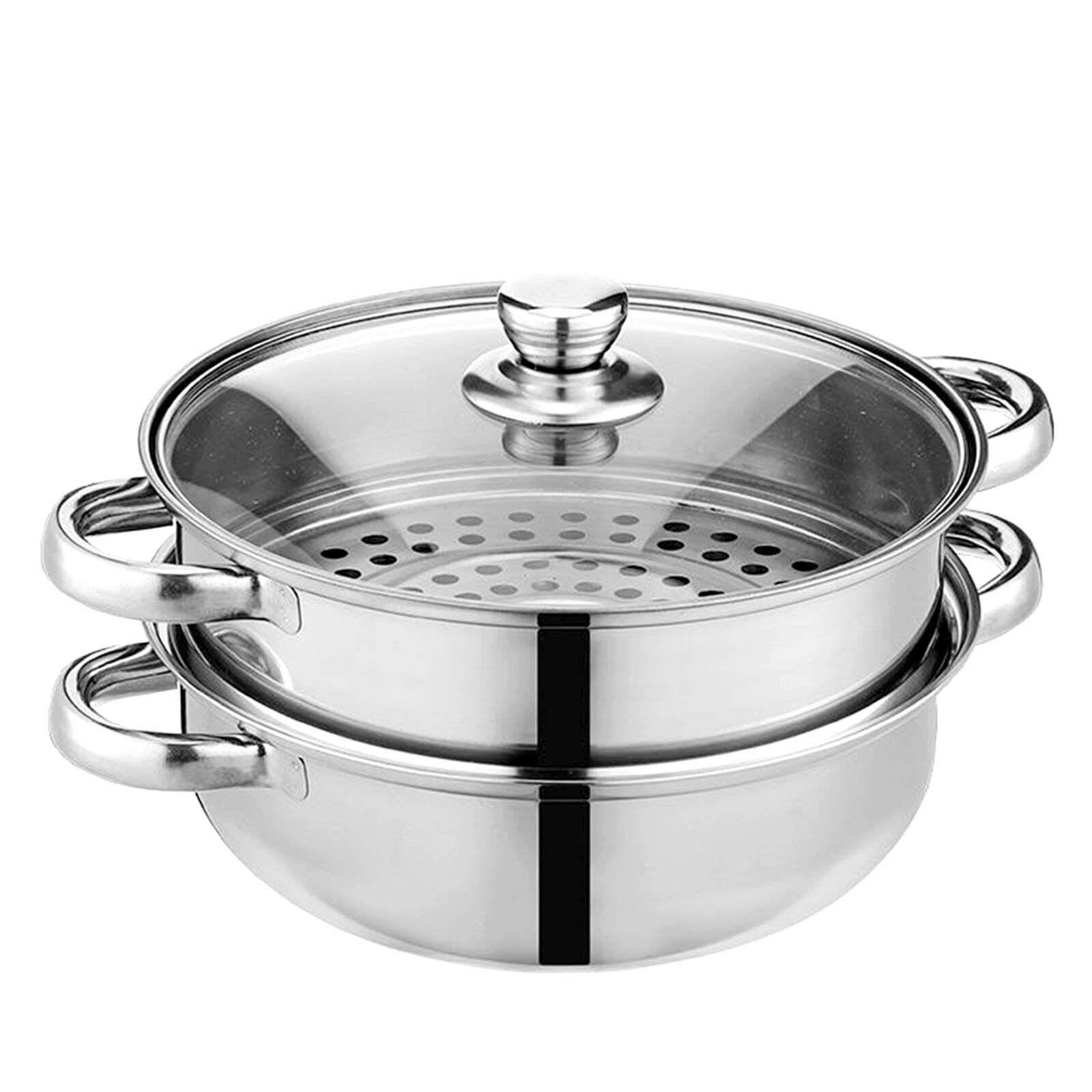 Steamer Pot for Cooking 11 inch Steamer Pot, 2-tier Multipurpose 18/8 Stainle...