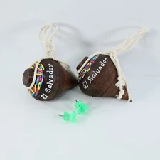 2Pack El Salvador Trompo de Madera con pita, hand made Wood Spinning Artesanal