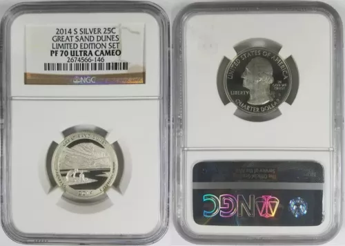 2014-S Silver PF70 Great Sand Dunes Quarter NGC ~ Limited Edition Set