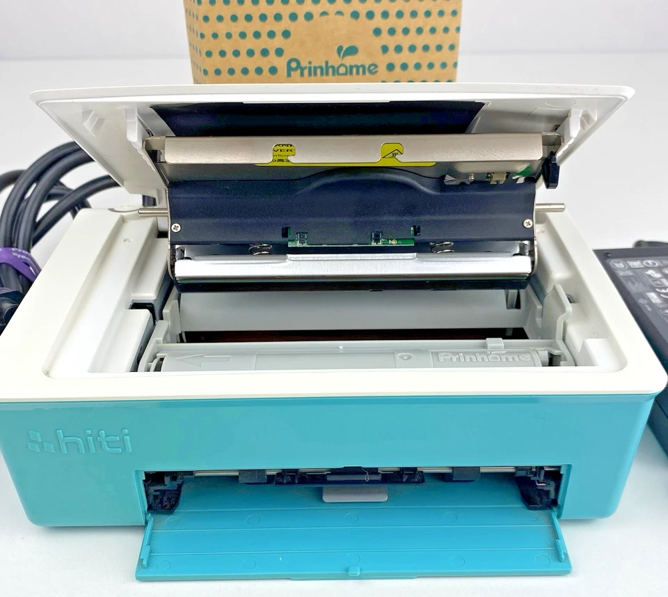 HiTi Prinhome Digital Photo Printer White Blue w/ Accessories Tested Power Cord - Image 3 of 4