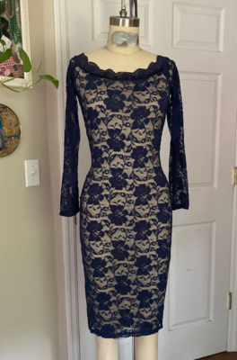 chinese dress ladies Lace Detail Eyelet V-Neck Half Sleeve Dress