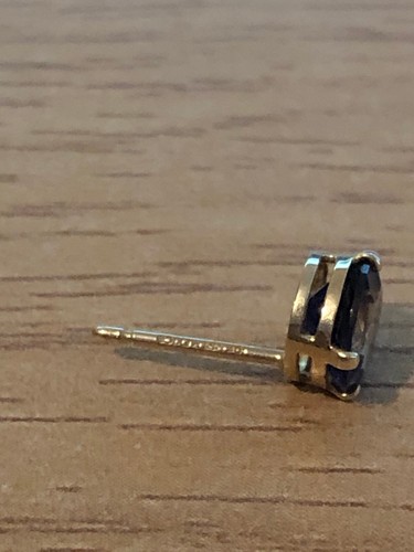 Vintage Mexican Hallmarked 10ct Gold with Solitaire Sapphire Stud Earrings - Picture 5 of 13
