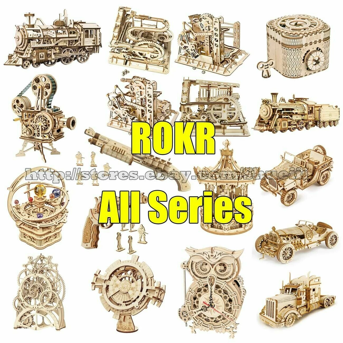 ROKR 3D puzzles en bois kits modèles puzzles construction bricolage jouet  cadeau