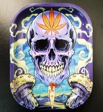 Creative Pattern Skull & Red Hair Sexy Lady Tobacco Rolling Metal Tray