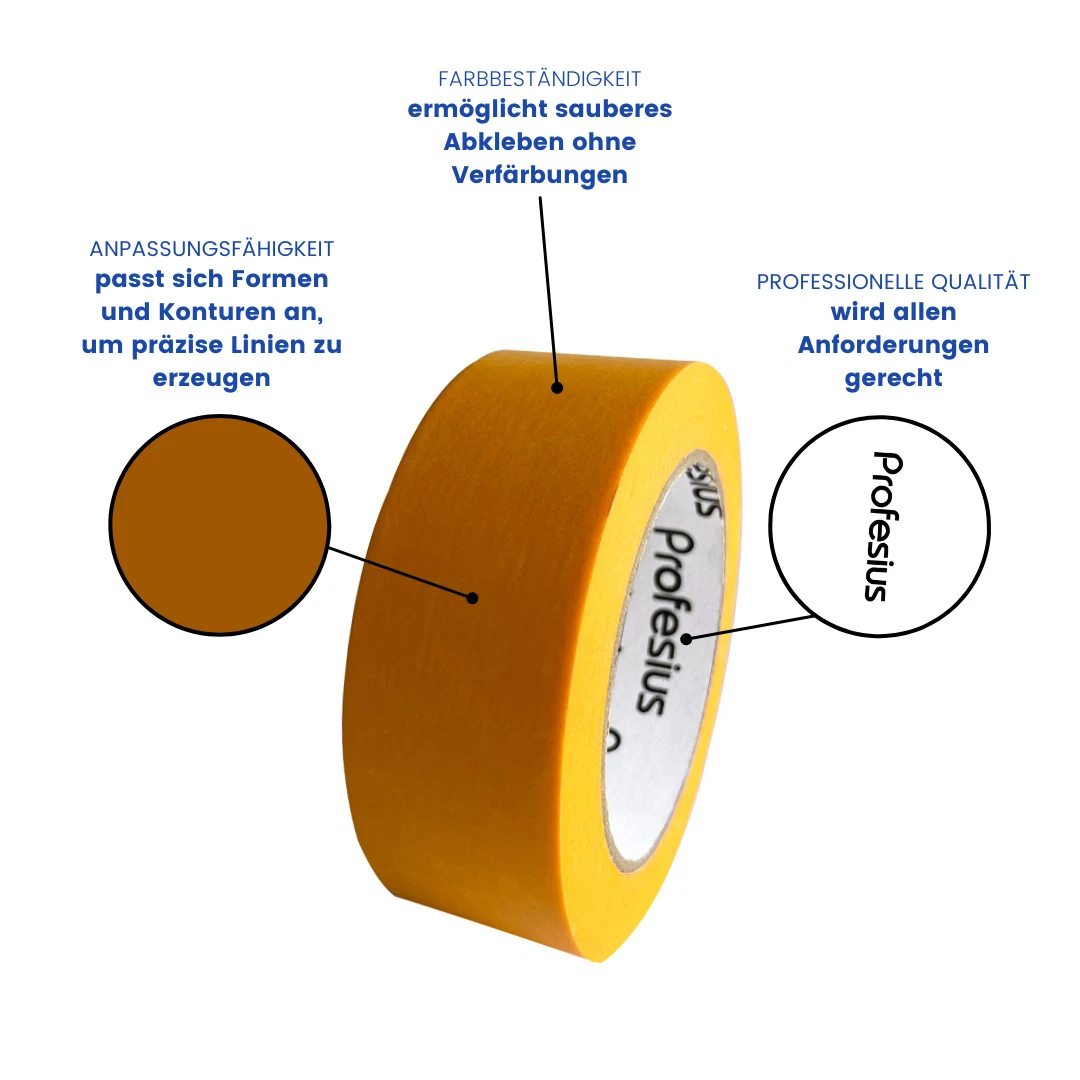 20 Rollen Profesius Goldband 50m Rolle Klebeband Malerband Abdeckband Malerkrepp