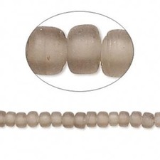 Frosted Matte Smoky Brown Glass Tile Crow Beads with 1mm Hole 2 Strands 250  