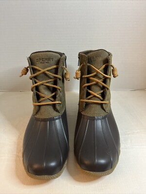 Sperry Top Sider Women's Saltwater Duck Boots,Brown/Blue  SIZE 10 M