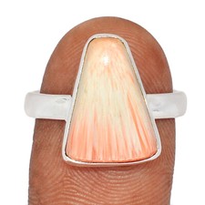 Natural Orange Scolecite - India 925 Sterling Silver Ring Jewelry s.9 CR60689