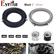 AN4 AN6 AN8 AN10 Nylon + Stainless Steel PTFE Braided Fuel Hose Oil Gas Air Line