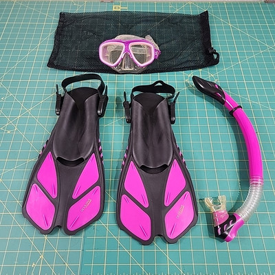 Cressi Snorkel Mask Fins Set Blulove Snorkeling Freediving Womens S/M 4.5-8.5