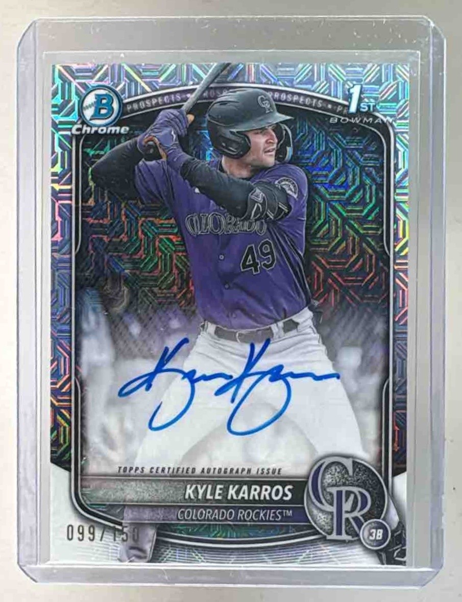 Kyle Karros 2025 Bowman Chrome #CPA-KK HTA Choice Refractor Auto 1st RC /150