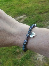 925 Sterling Silver Freshwater Pearl Bracelet with Heart Pendant