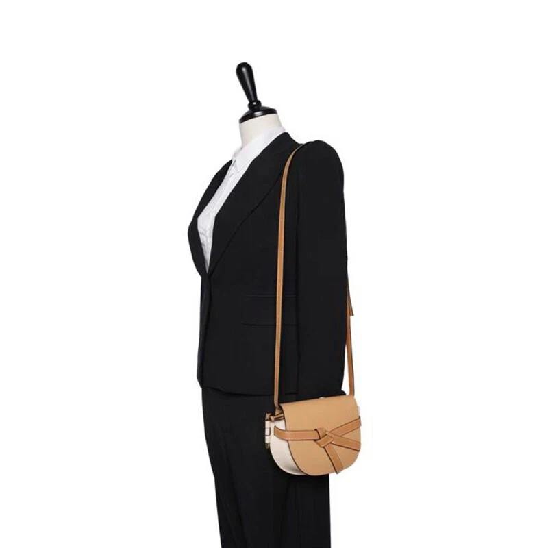 Borsa a tracolla Loewe beige pelle di vitello gate doppia mini donna A650N46X08 2451