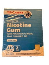 1PK Nicotine Walgreens gum uncoated 2mg 110 Pieces sugar free EXP 8/2026 SEALED