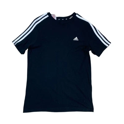 Adidas T-Shirt Garçon Rétro Trois Rayures 13-14 Ans 164 Enfants Noir Blanc - Photo 1/4