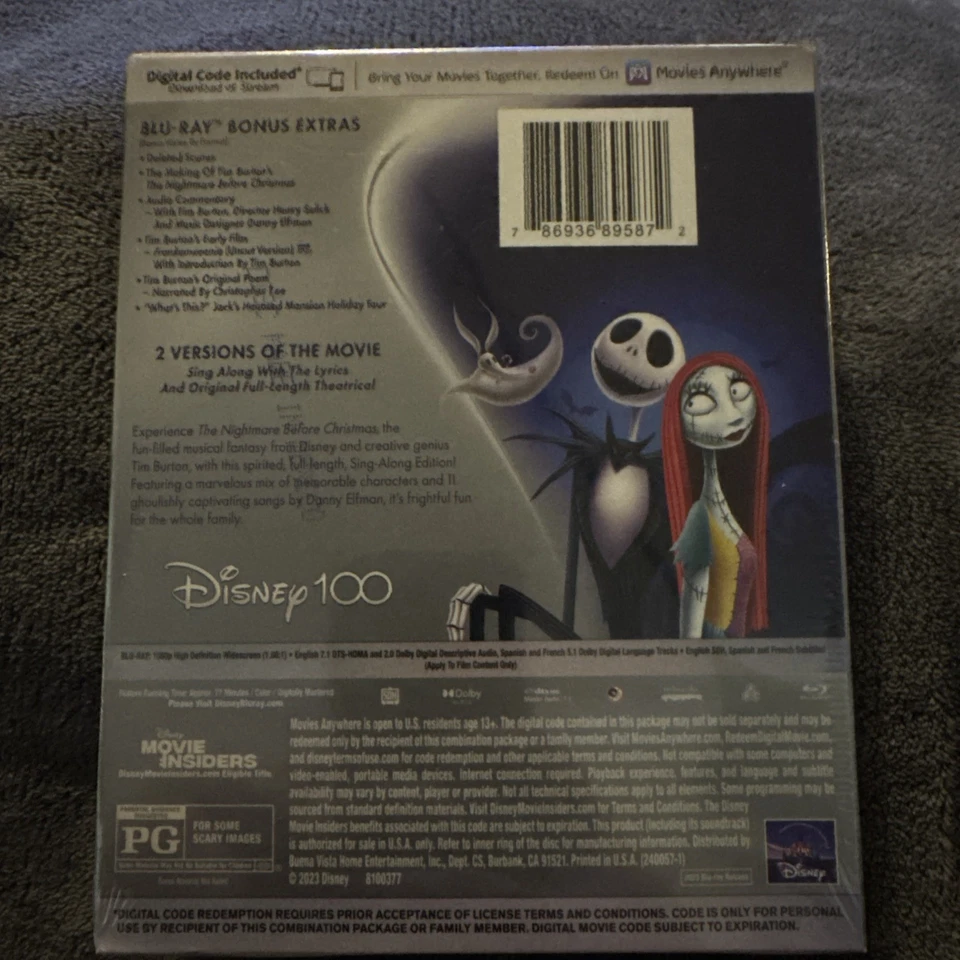 Disney The Nightmare Before Christmas Blu-Ray + Digital With Collectible Pin New - Image 3 of 4