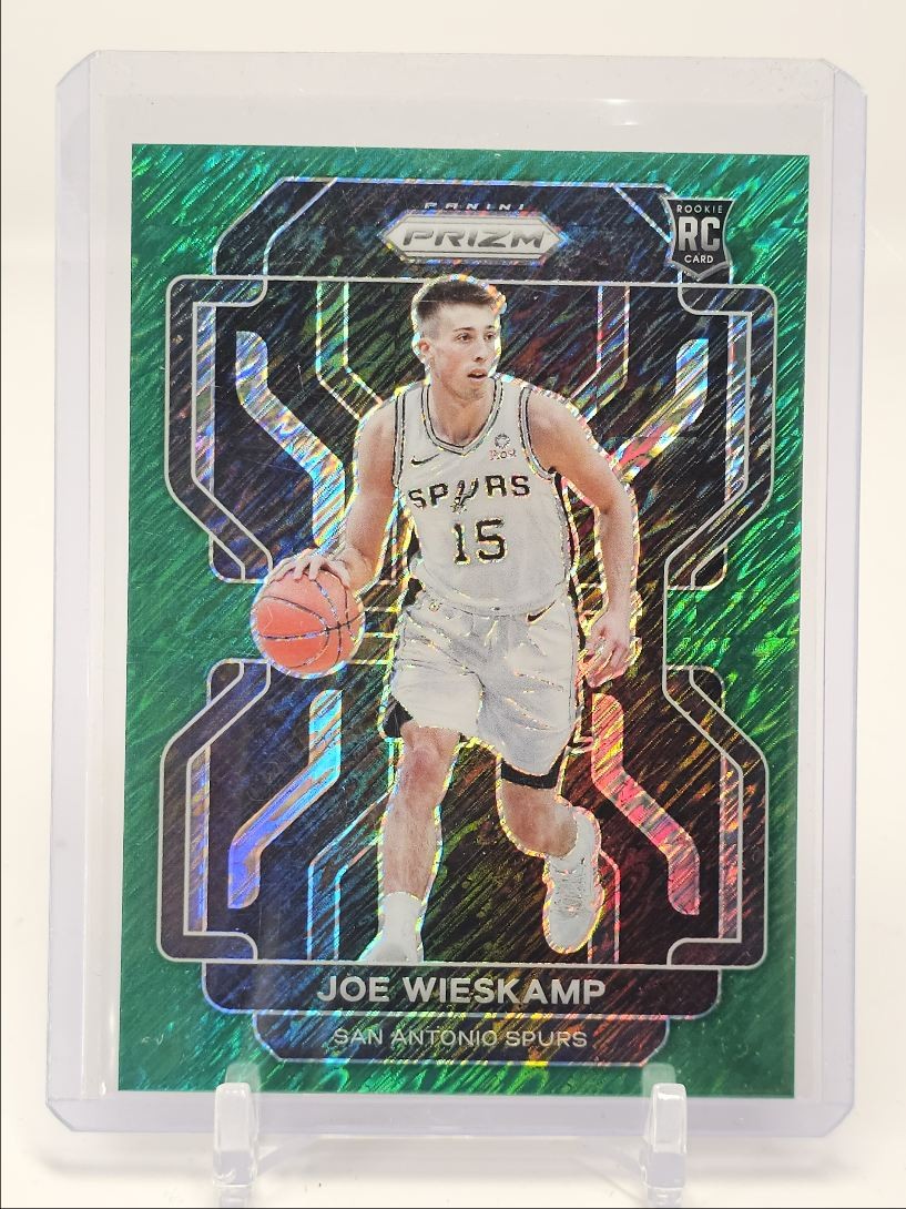 JOE WIESKAMP 2021-22 PANINI PRIZM ROOKIE GREEN SHIMMER SPURS RC 5/5 Q4125
