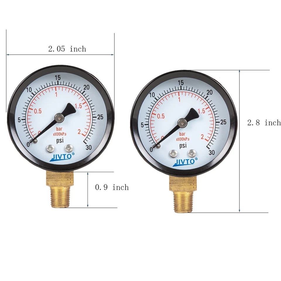 General Dry Pressure Gauge, 2" Dia, 0-30 psi, 1/8 NPT Bottom Mount ( pack of 1) - image 3 of 4