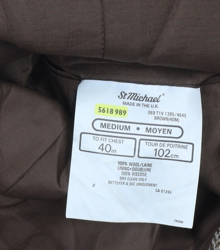 Marks and Spencer St Michael Men’s Brown Wool Tweed Blazer Jacket 40R - Picture 4 of 12