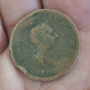 1806 England Great Britain Penny Copper Coin BN Draped Bust KM#663