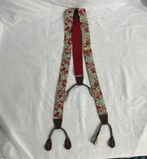 Cas W Germany Mens Strawberries Suspenders Adjustable Y-Back Red Green Vintage