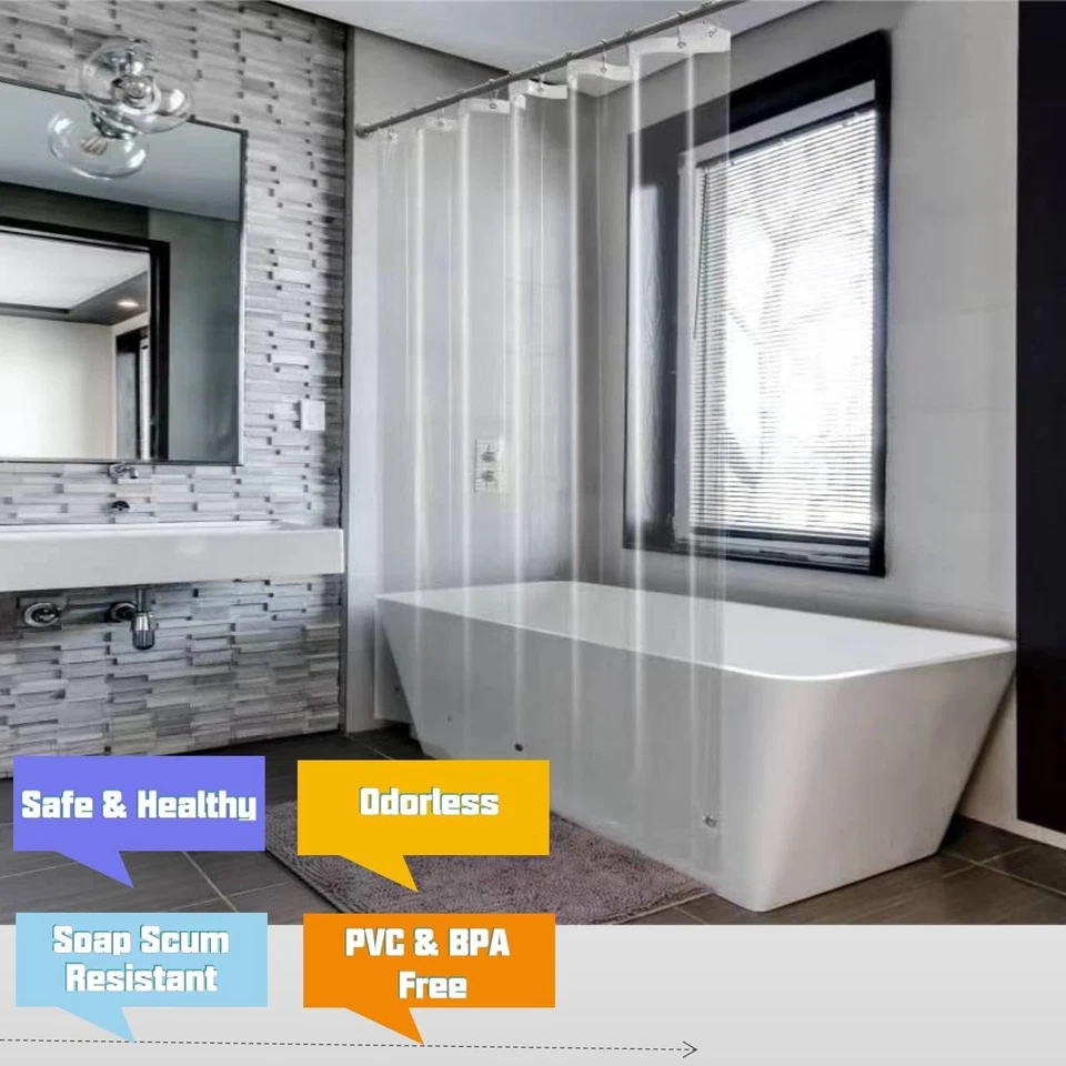 Revestimiento magnético para cortina de ducha de 74 pulgadas transparente resistente impermeable 72x74 Foto 3 de 4