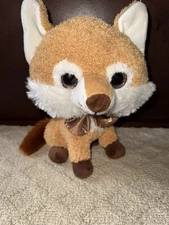 HugFun International Brown bowtie Fox Glitter Eyes Plush Stuffed Animal EUC