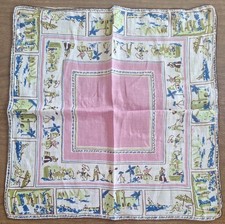 Vintage Handkerchief Southwest U.S. Cowboy, Beach, Adobe, Spanish Architecture