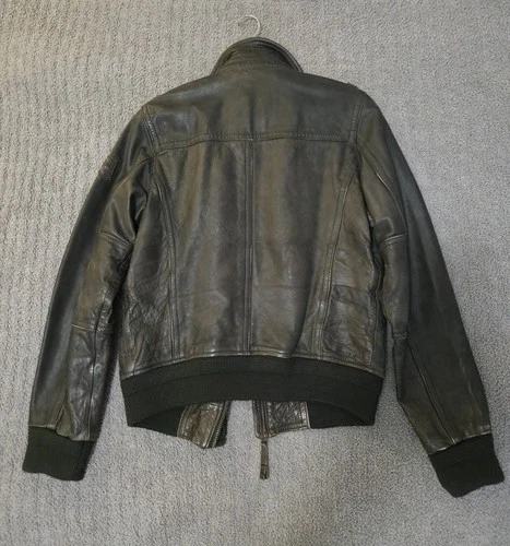 Abercrombie & Fitch Slant Rock Leather Jacket Y2K Biker Bomber Jacket Vintage image 2