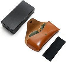 Sunglasses Case Compatible with Ray-Ban,Brown Leather Eyeglass Case for Ray-Ba