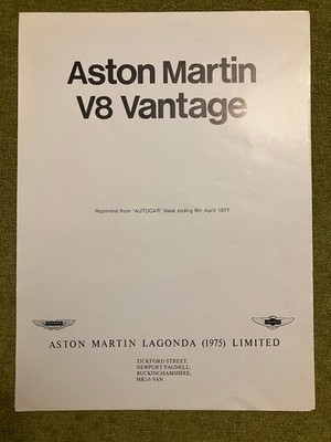 Aston Martin V8 Vantage 1977 AUTOCAR - Original Prospekt brochure english - 1A