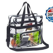 Clearworld F21-18 Clear Stadium Bag 12x6x12 Black Front Pocket
