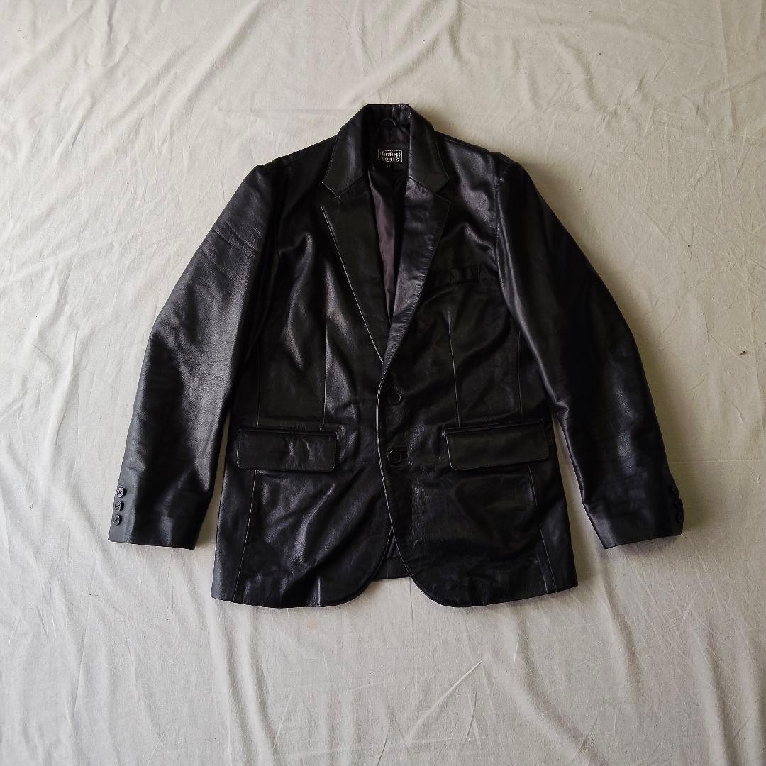 Horn Works Black Leather Tailored Jacket Size L Men's M Equivalent