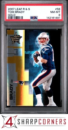 2007 LEAF ROOKIES & STARS GOLD #58 TOM BRADY #/49 POP 3 PSA 8