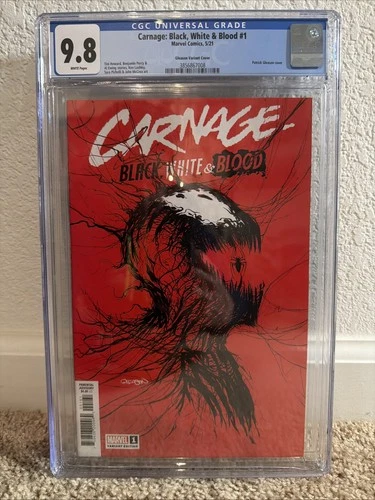 CARNAGE: BLACK WHITE & BLOOD #1  CGC 9.8 GRADED MARVEL GLEASON VARIANT COVER