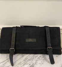 Chef Knife Roll Bag Waxed Canvas Plus Shoulder Strap in black color
