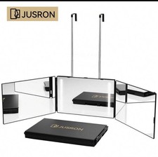 360 Self Hair Cutting Mirror With LED Anti Fog HD Glass Grooming