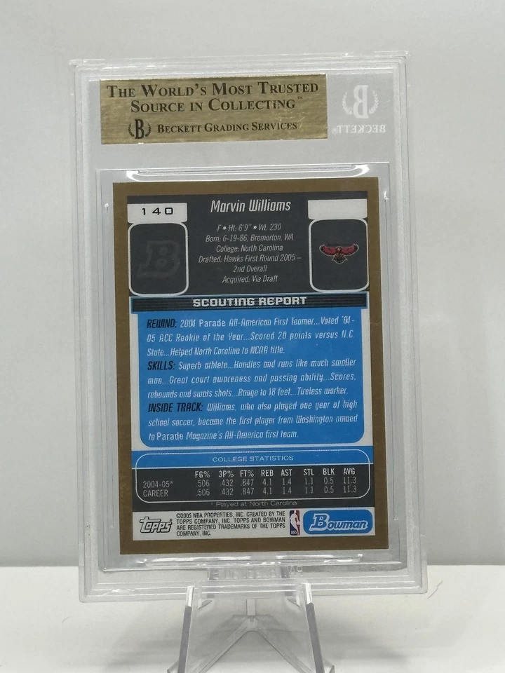 Bowman #140 Marvin Williams 2005-06 oro BGS 9,5 gema como nuevo Foto 2 de 2