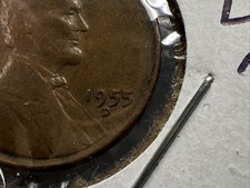 1955 D/D 1c Lincoln Wheat Cent Penny RPM Repunched mint mark VF Circ