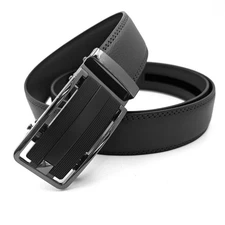 Genuine Leather Mens Ratchet Belt Belts For Men Adjustable Automatic Buckle T67