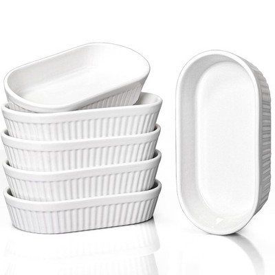 DELLING Oval Ramekins 8 Oz Set of 6, Ceramic Creme Brulee Ramekins Oven Safe,...