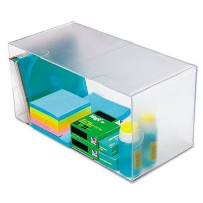 Deflecto 350501 Stackable Double Cube Organizer Clear Plastic 12''W