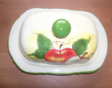 Butterglocke/ Dose aus Keramik - mit Apfelmotiv - ohne Marke -