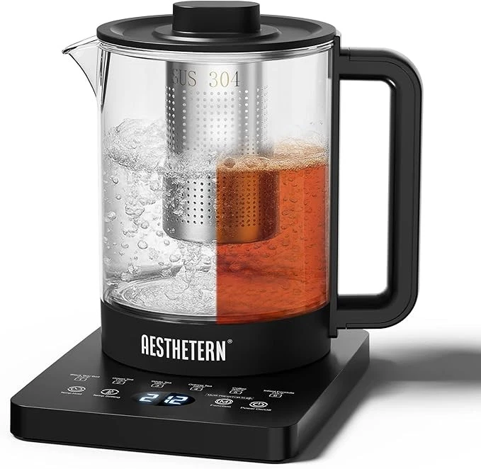 Electric Tea Kettle with Infuser & Temperature Control, 1.5L Glass Water Boiler